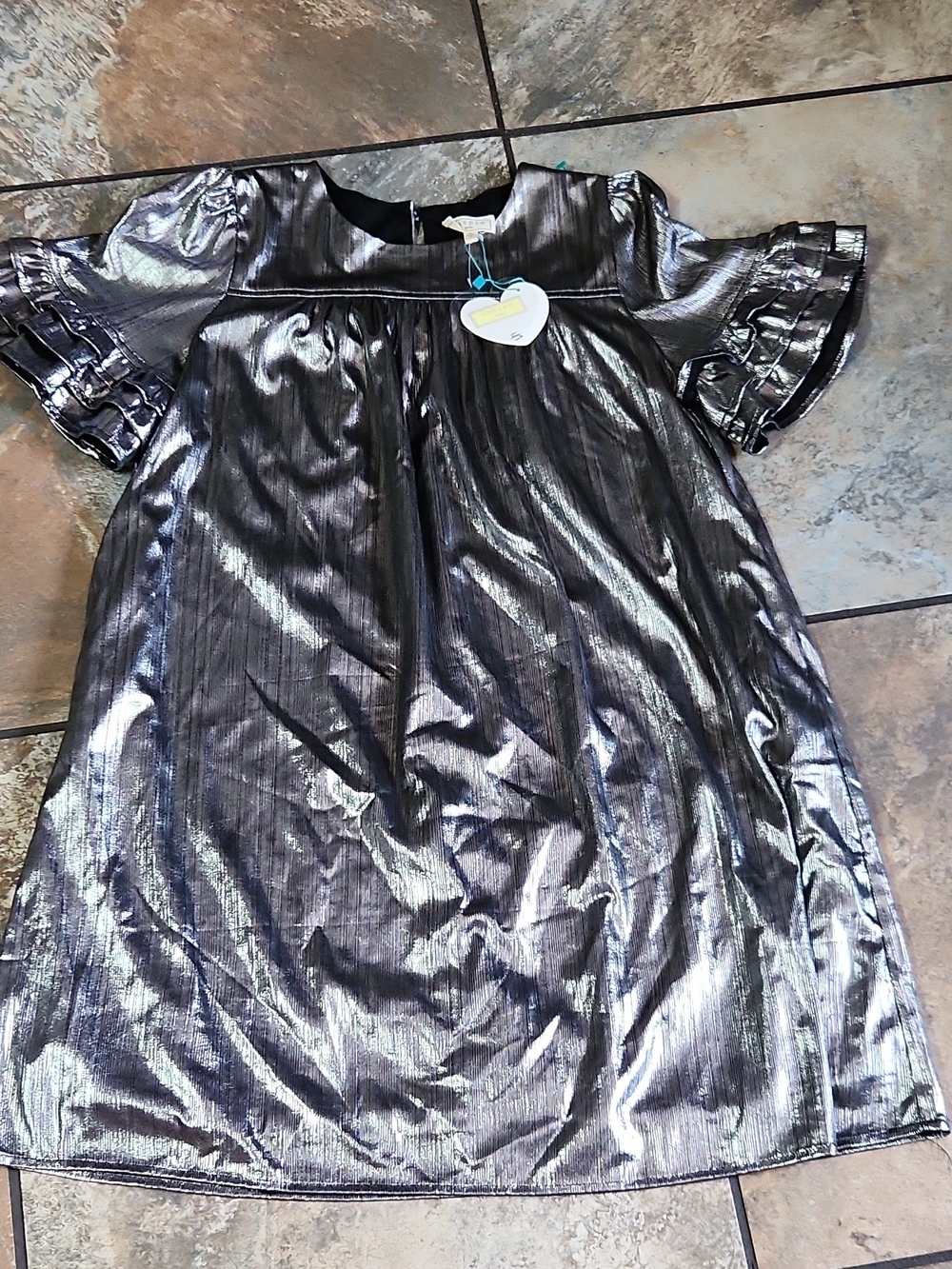 Hayden Girls Metallic Silver Ribbed Dress